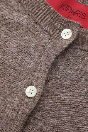 Кардиган вязаный из шерсти с альпакой Арландо, коричневый